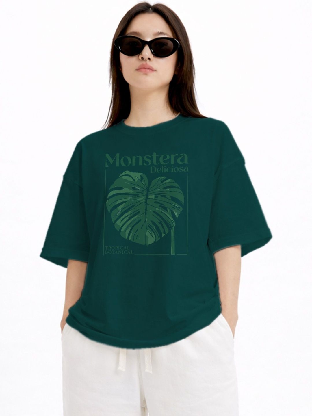 The Roadster Lifestyle Co Printed Organic Cotton Round Neck Oversized Tshirt