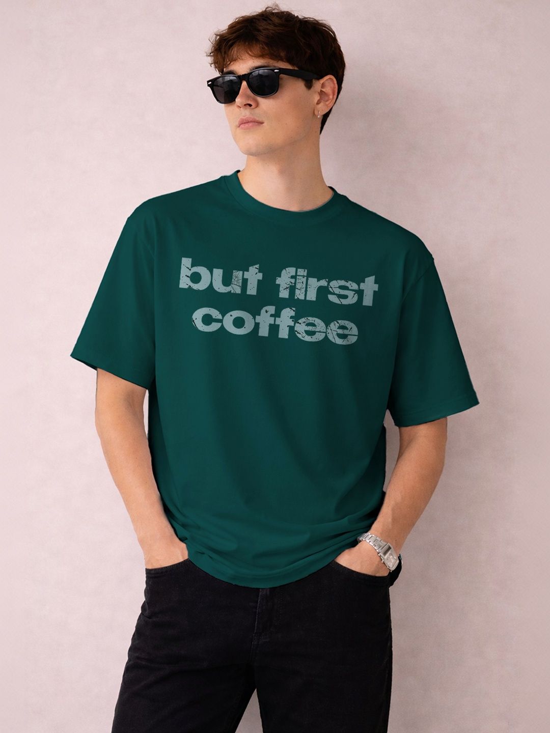 The Roadster Lifestyle Co Printed Organic Cotton Round Neck Oversized Tshirt