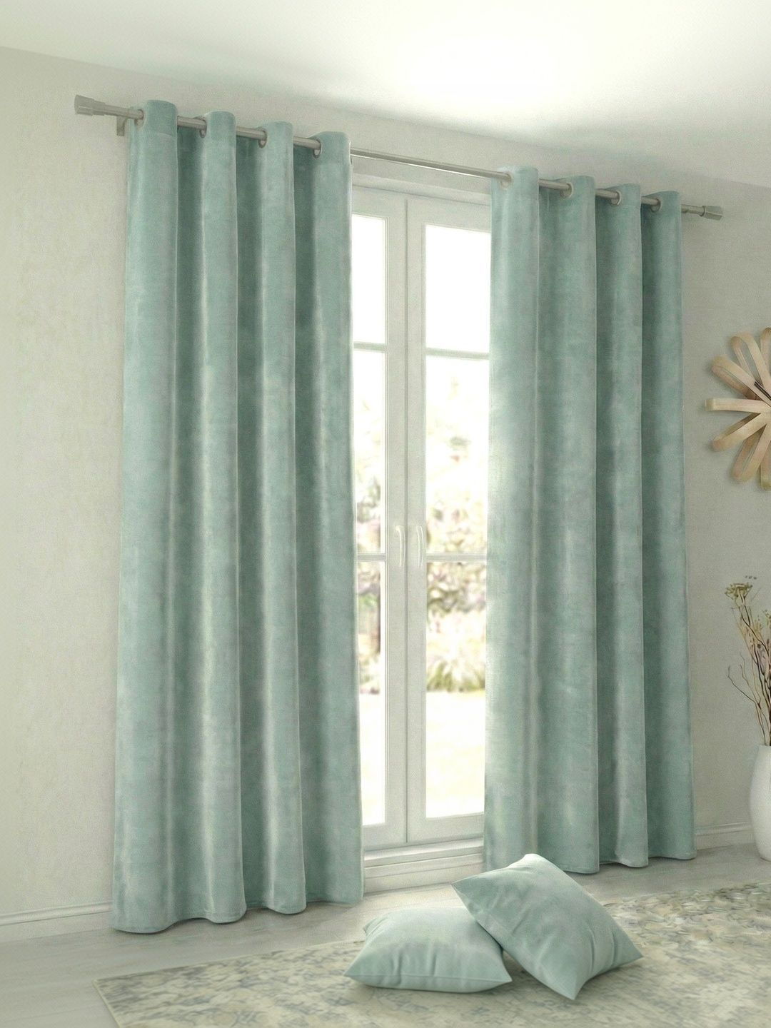 Home Spark Home Spark Sea Green Set of 2 Room Darkening Window Curtain