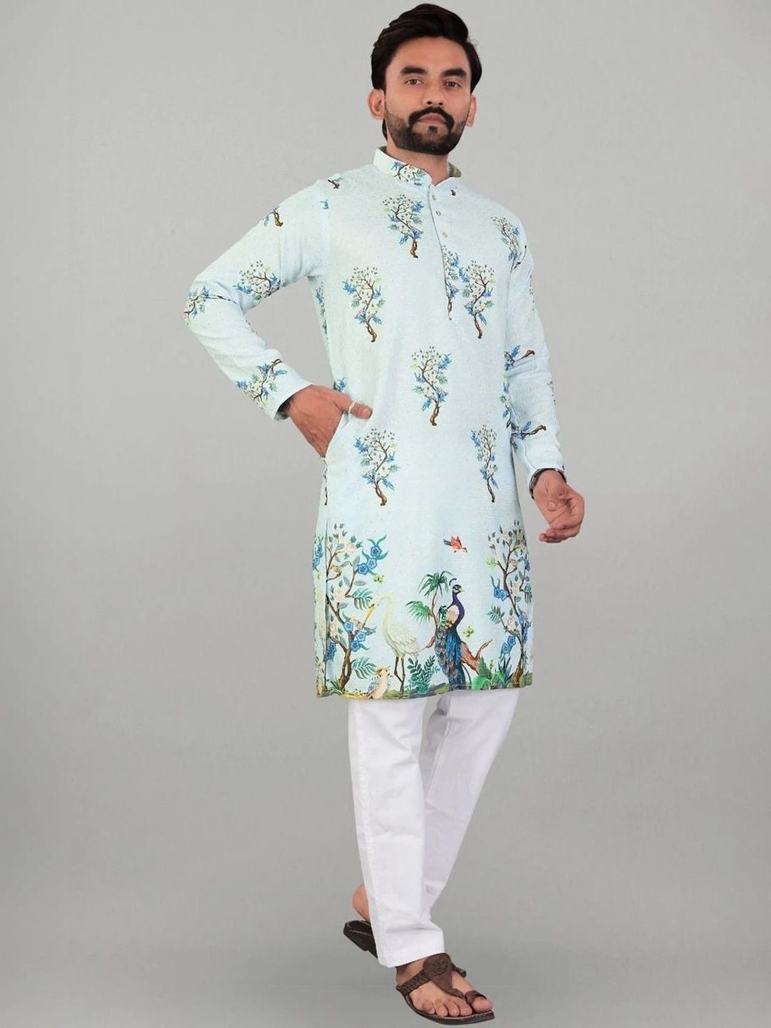 KURTA WALLAH Men Floral Printed Kurta