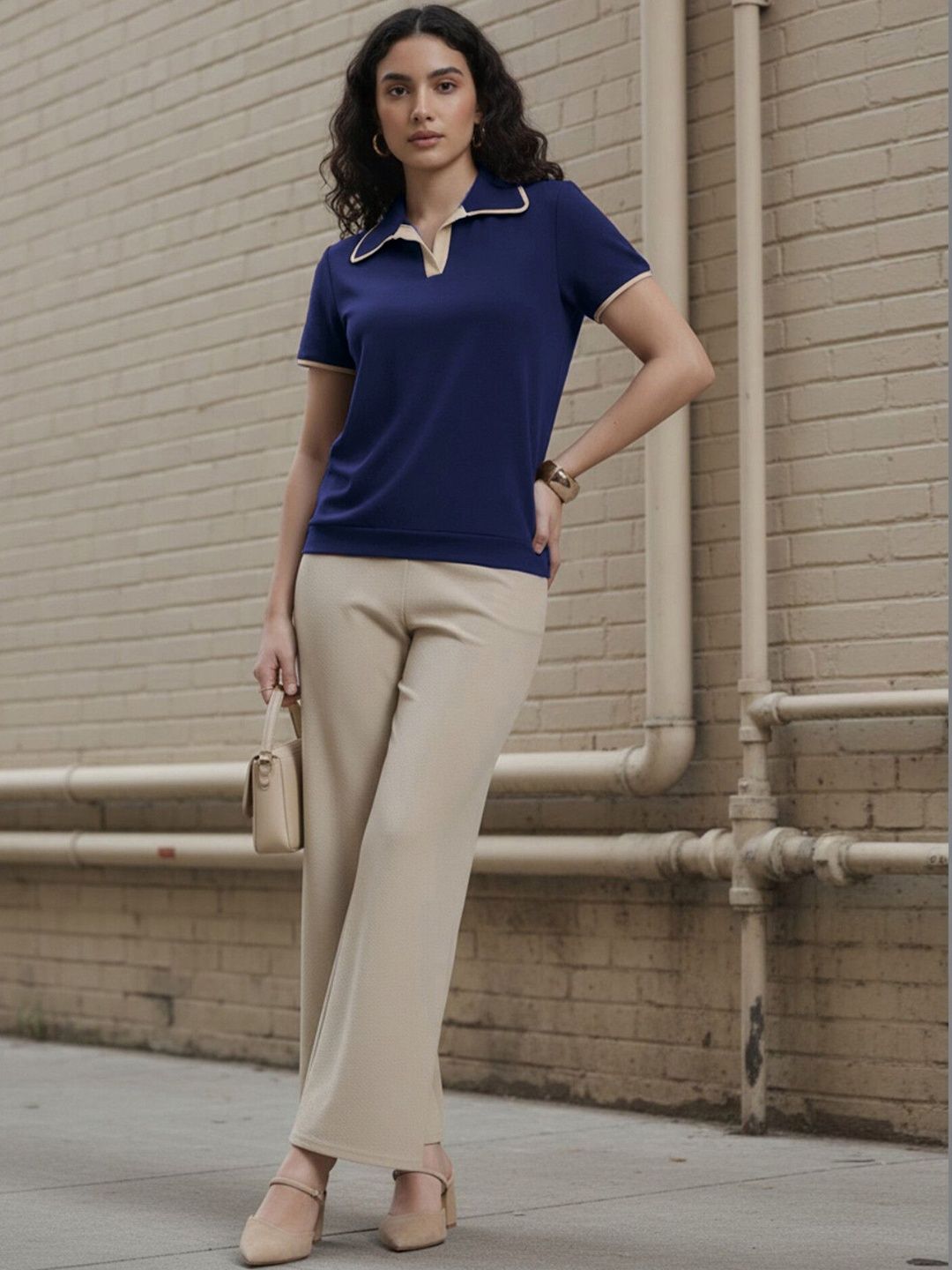 glitchez Solid Top with Palazzos