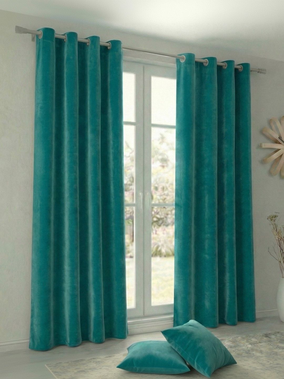 Home Spark Home Spark Teal Set of 2 Room Darkening Long Door Curtain