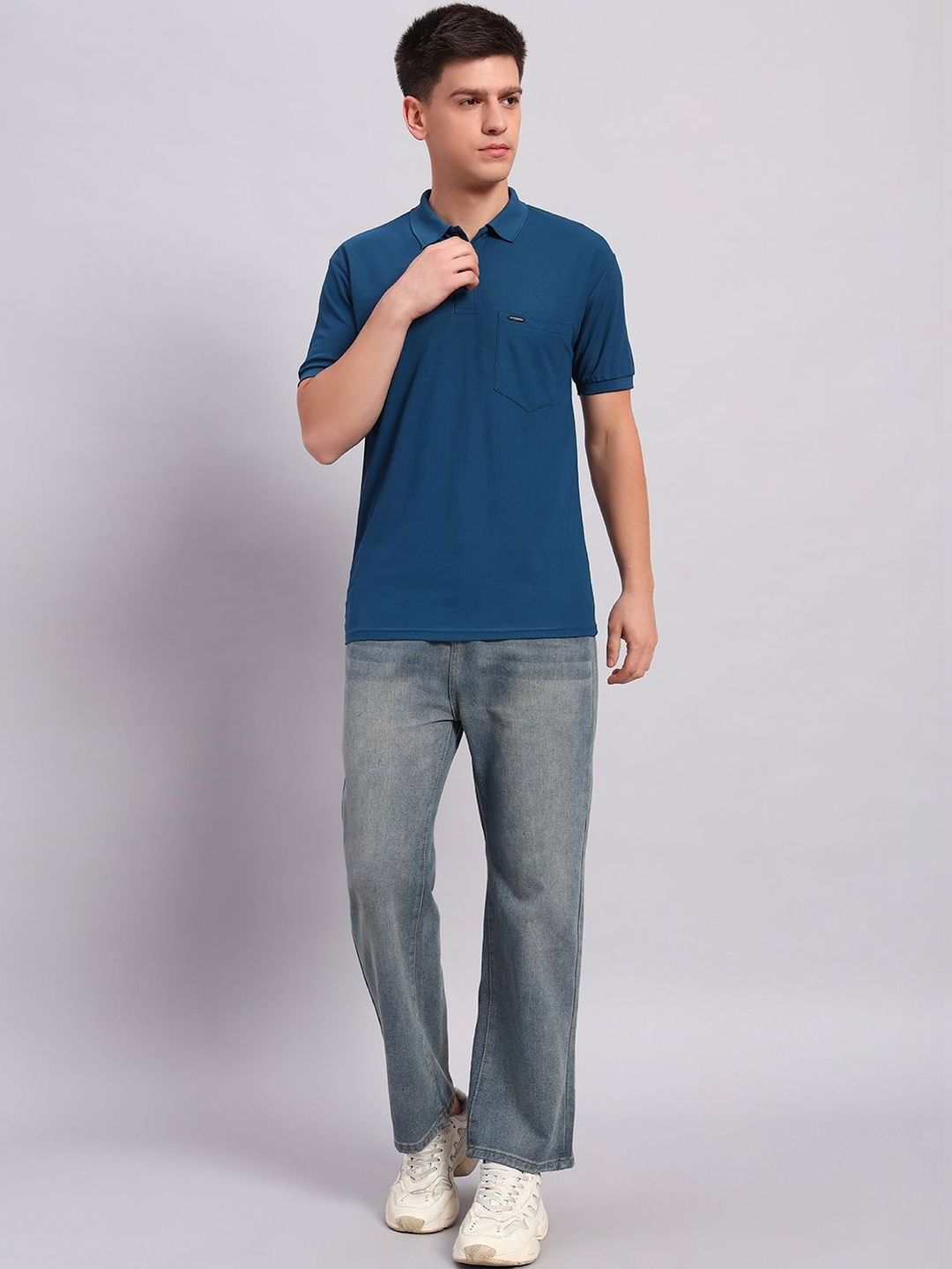 Resilience Blue Polo Collar Regular Fit T-shirt for Men