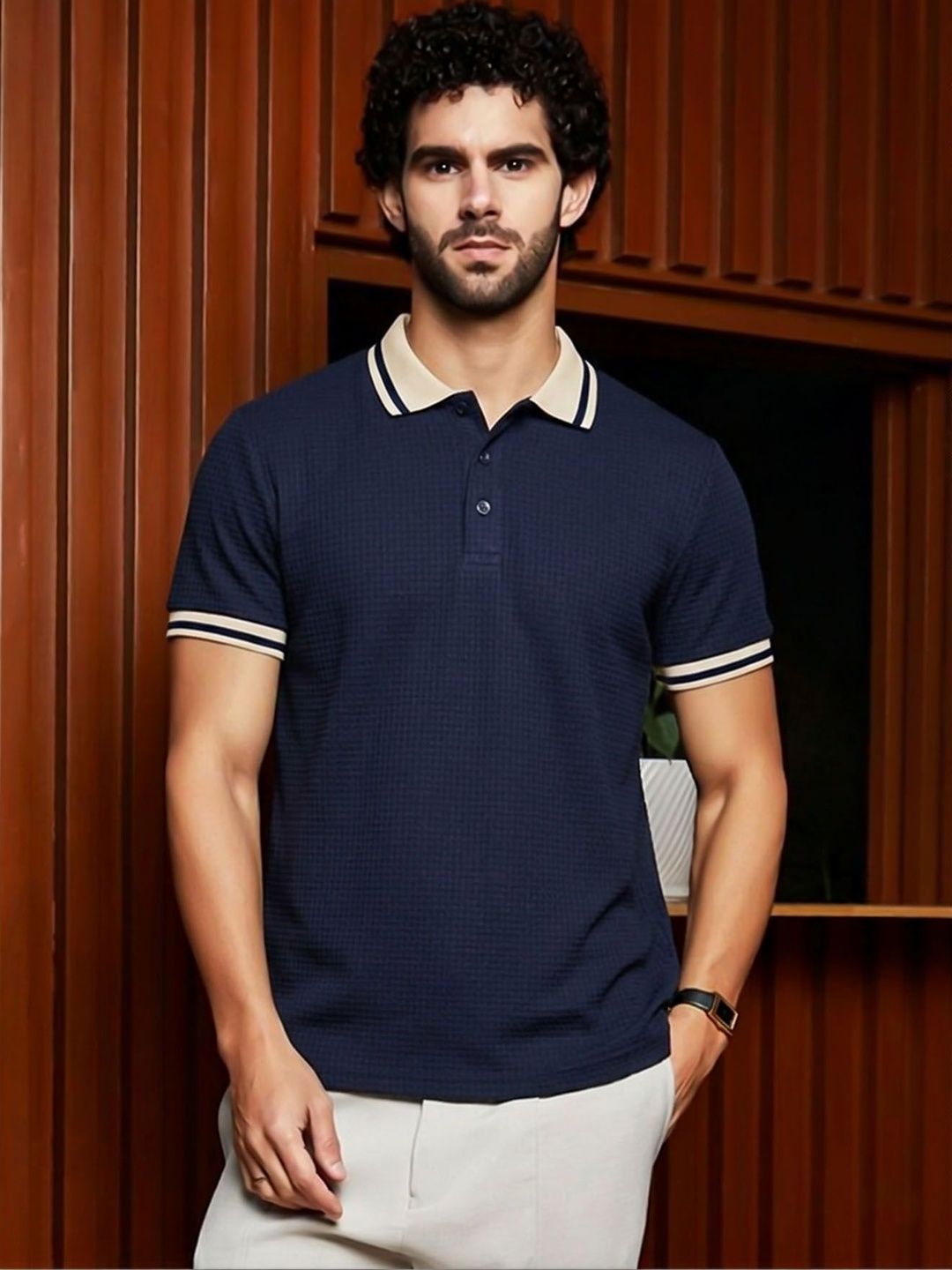THE BEETEL HOUSE Men Polo Collar T-shirt