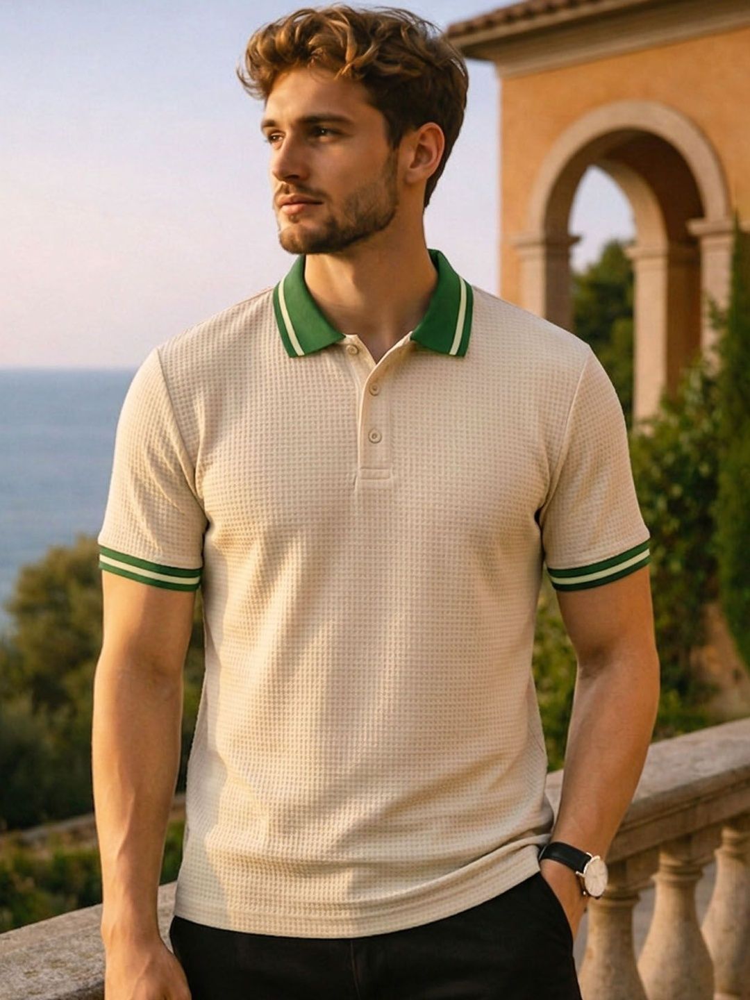 AUSK Men Polo Collar T-shirt