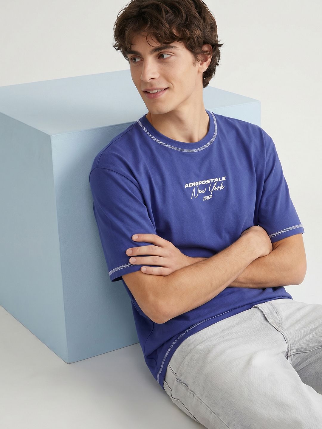 Aeropostale Oversized Printed Pure Cotton T-shirt