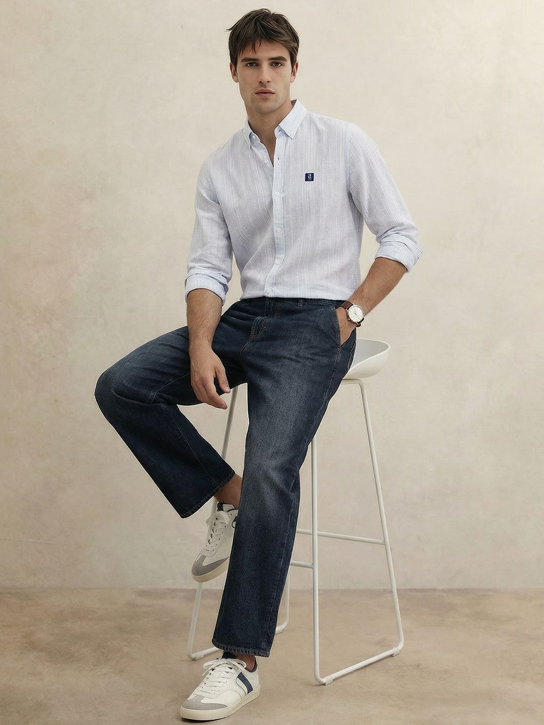 Vertical Striped Casual Shirt THE SHIRT CODE Slim Fit Vertical Striped Casual Shirt