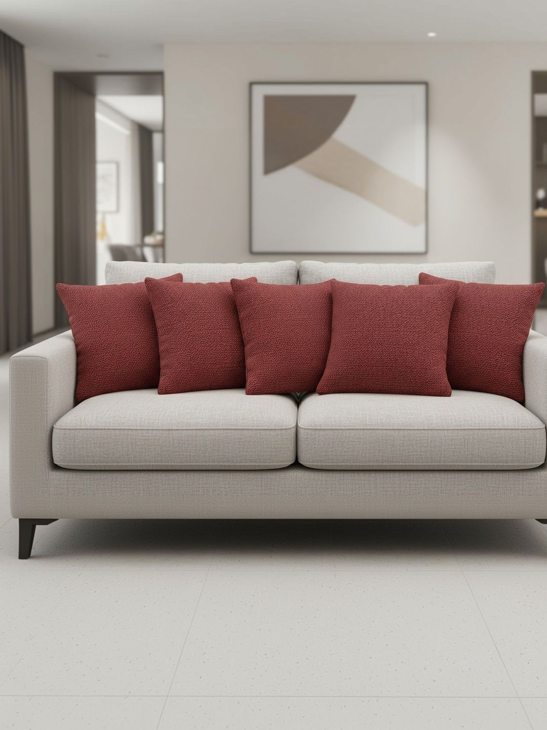 Themes Furnishings & Decor Themes Furnishings & Decor Maroon Set of 3 Velvet Square Cushion Covers