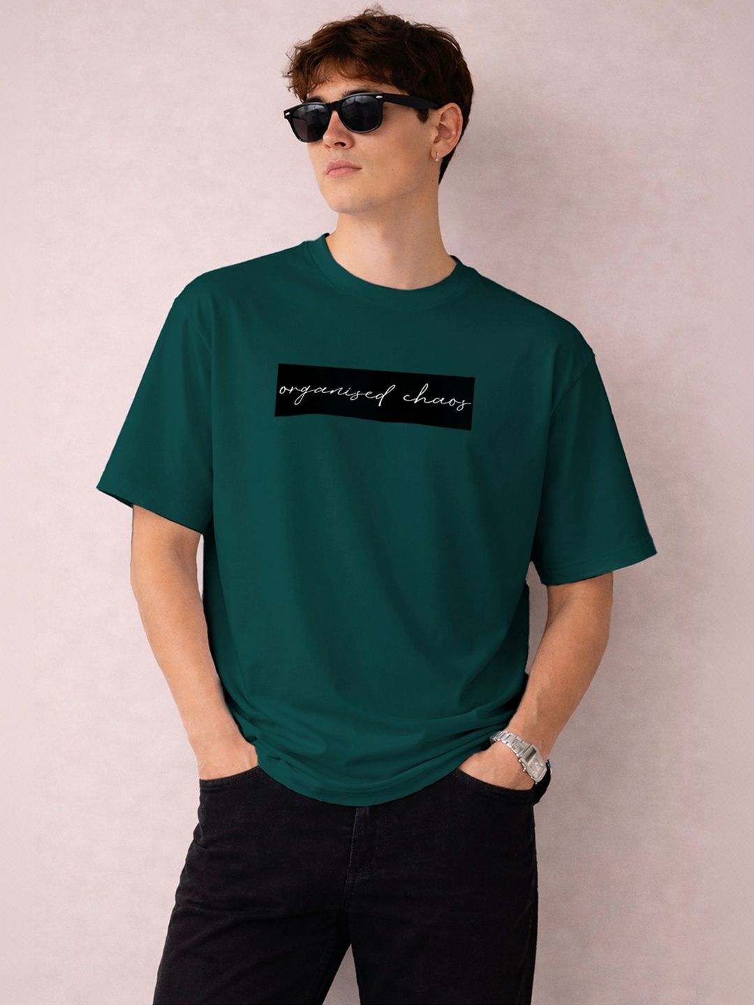 The Roadster Lifestyle Co Printed Organic Cotton Round Neck Oversized Tshirts