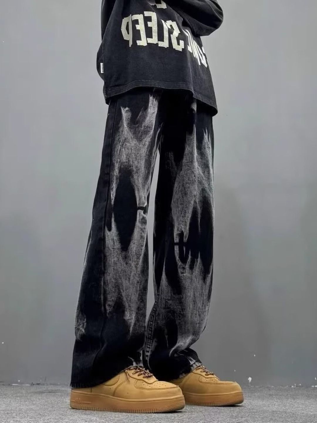 StyleCast Men Wide Leg Mid-Rise Slash Knee Jeans