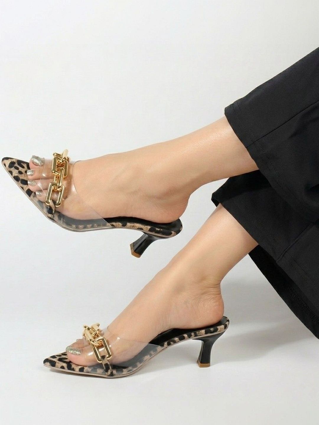 AVIVASTYLE Printed Party Slim Heeled Mules