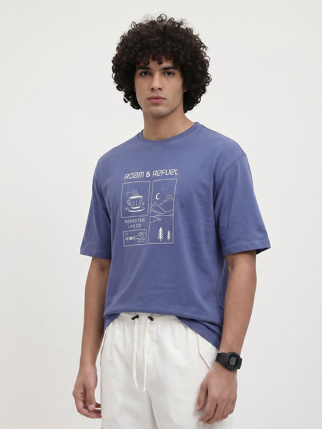 The Roadster Life Co. Relaxed Fit Printed Pure Cotton T-Shirt