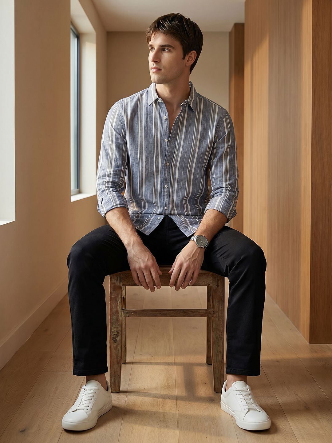 THE SHIRT CODE Striped Casual Shirt