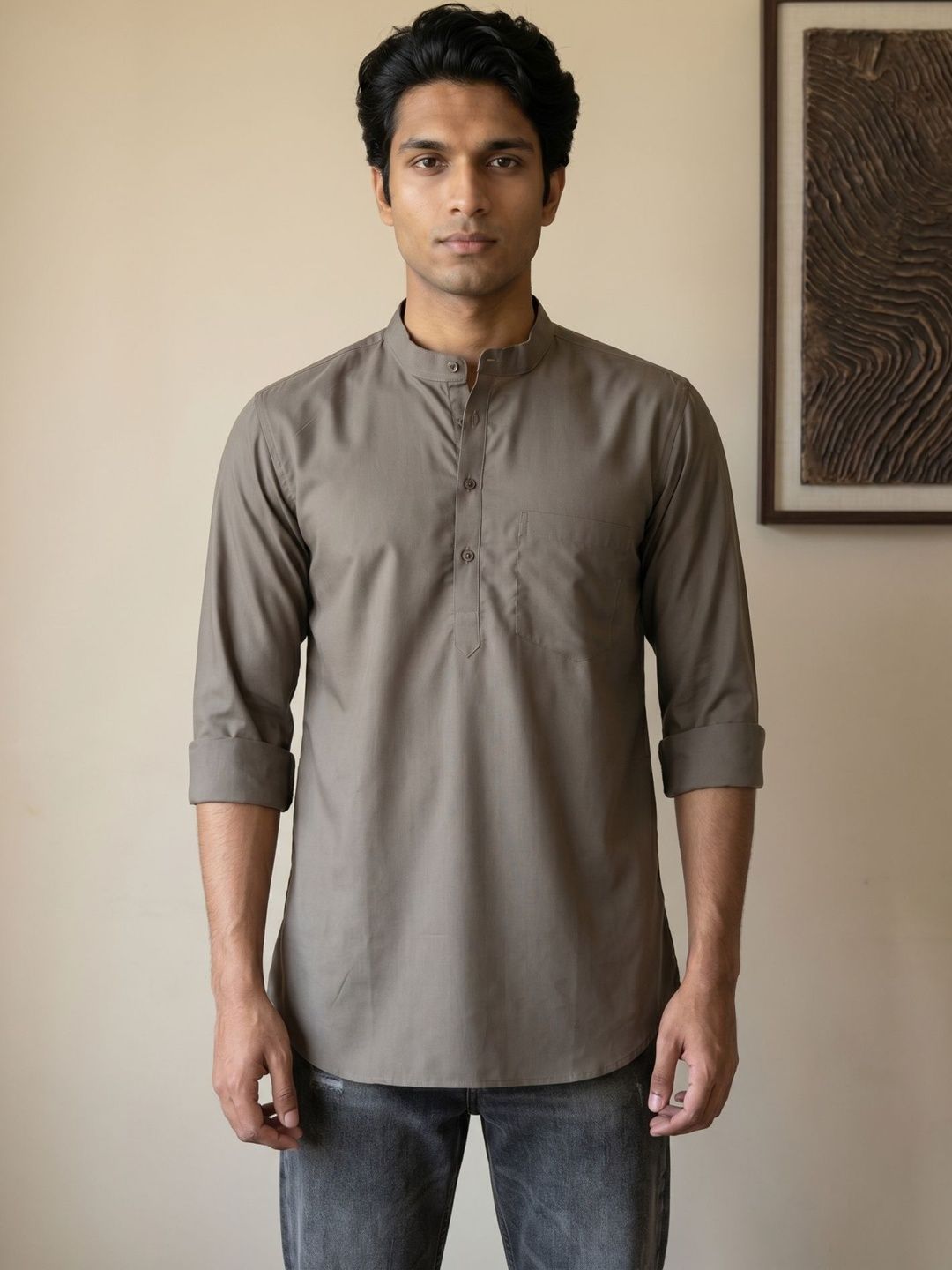 Anouk Anouk Men Solid Cotton Short Kurta