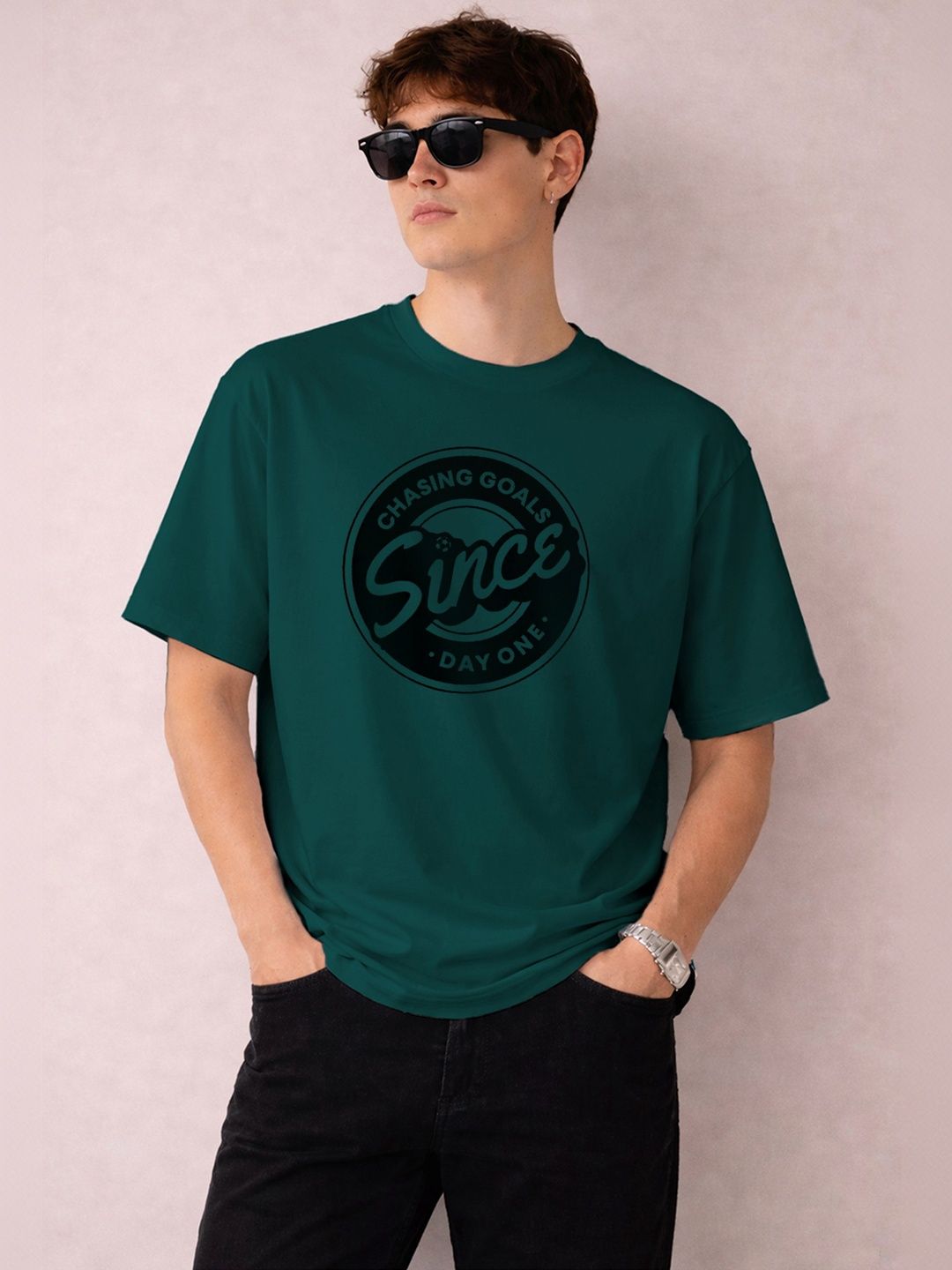 The Roadster Lifestyle Co Printed Organic Cotton Round Neck Oversized Tshirts