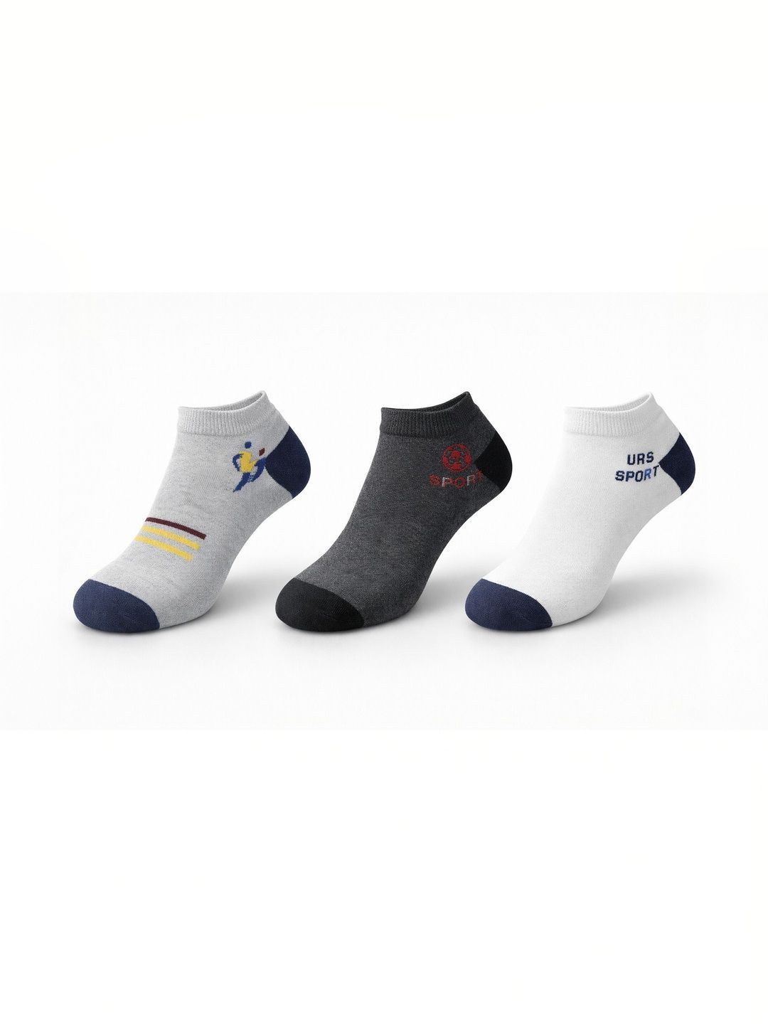Blacktank Men Pack of 3 Cotton Patterned Ankle Length Socks