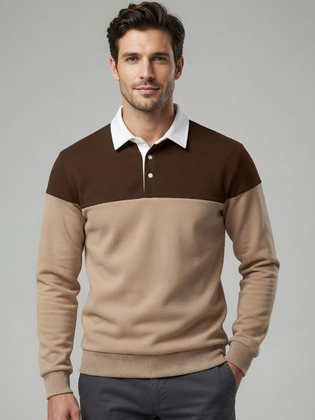 Mast & Harbour Colourblocked Polo Collar T-shirt