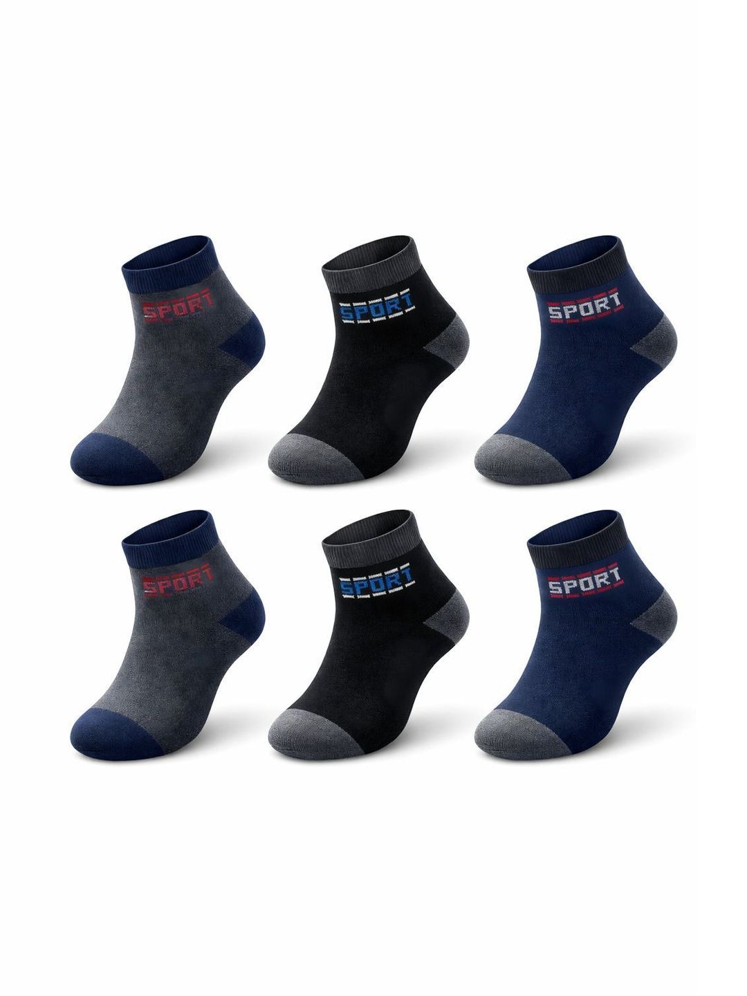 Blacktank Men Pack of 6 Cotton Colourblocked Ankle Length Socks