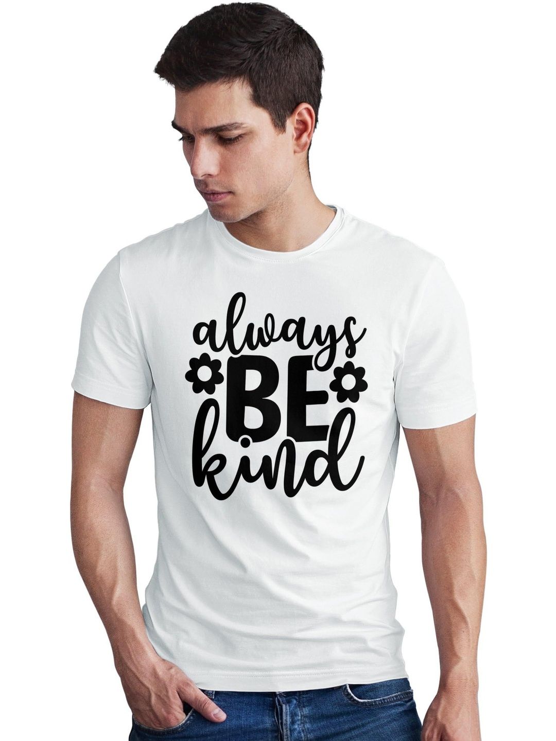 Seekbuylove Men Typography Printed Bio Finish Round Neck Short Sleeves Cotton T-shirt
