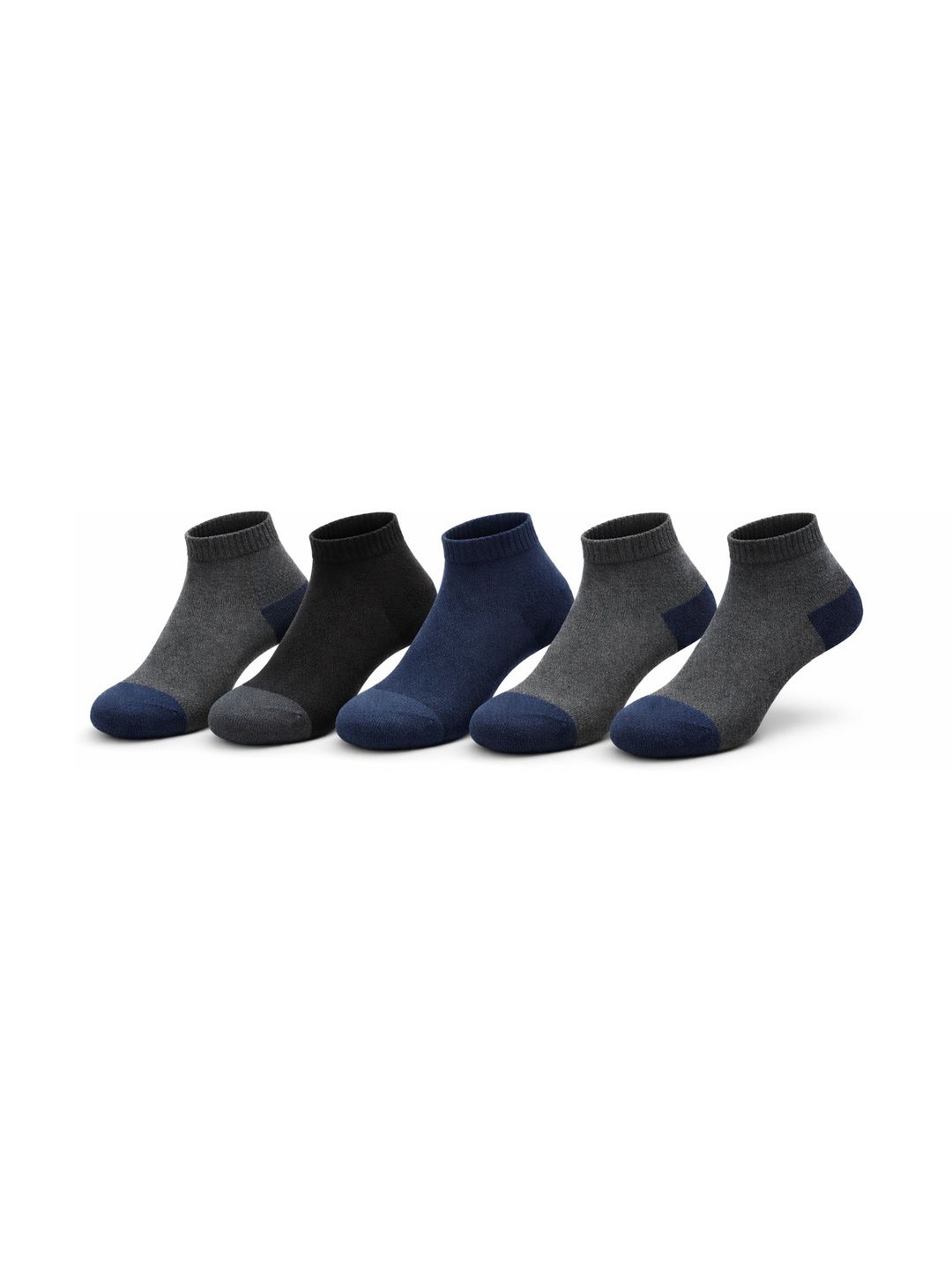 Blacktank Men Pack of 5 Cotton Colourblocked Ankle Length Socks