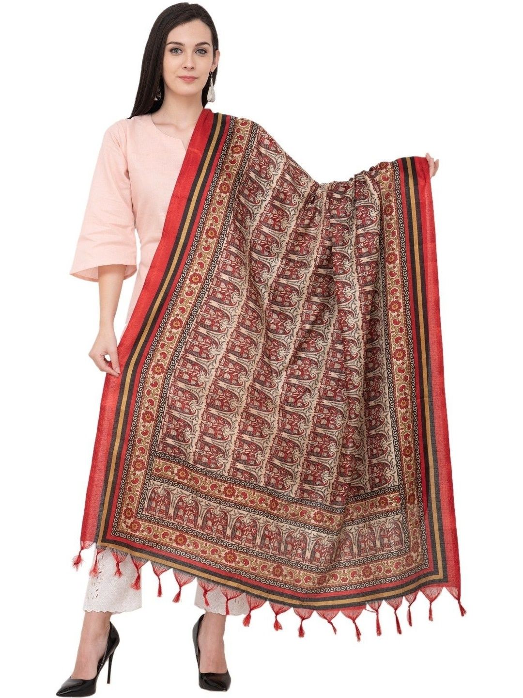 A R SILK Ethnic Motifs Printed Dupatta