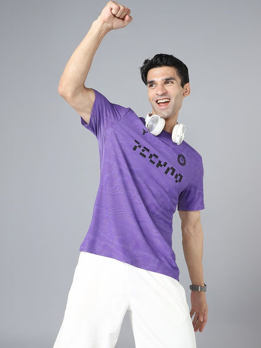 Technosport Men Printed Slim Fit T-shirt
