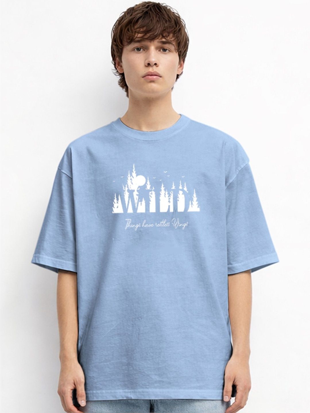 The Roadster Lifestyle Co Printed Organic Cotton Round Neck Oversized Tshirts