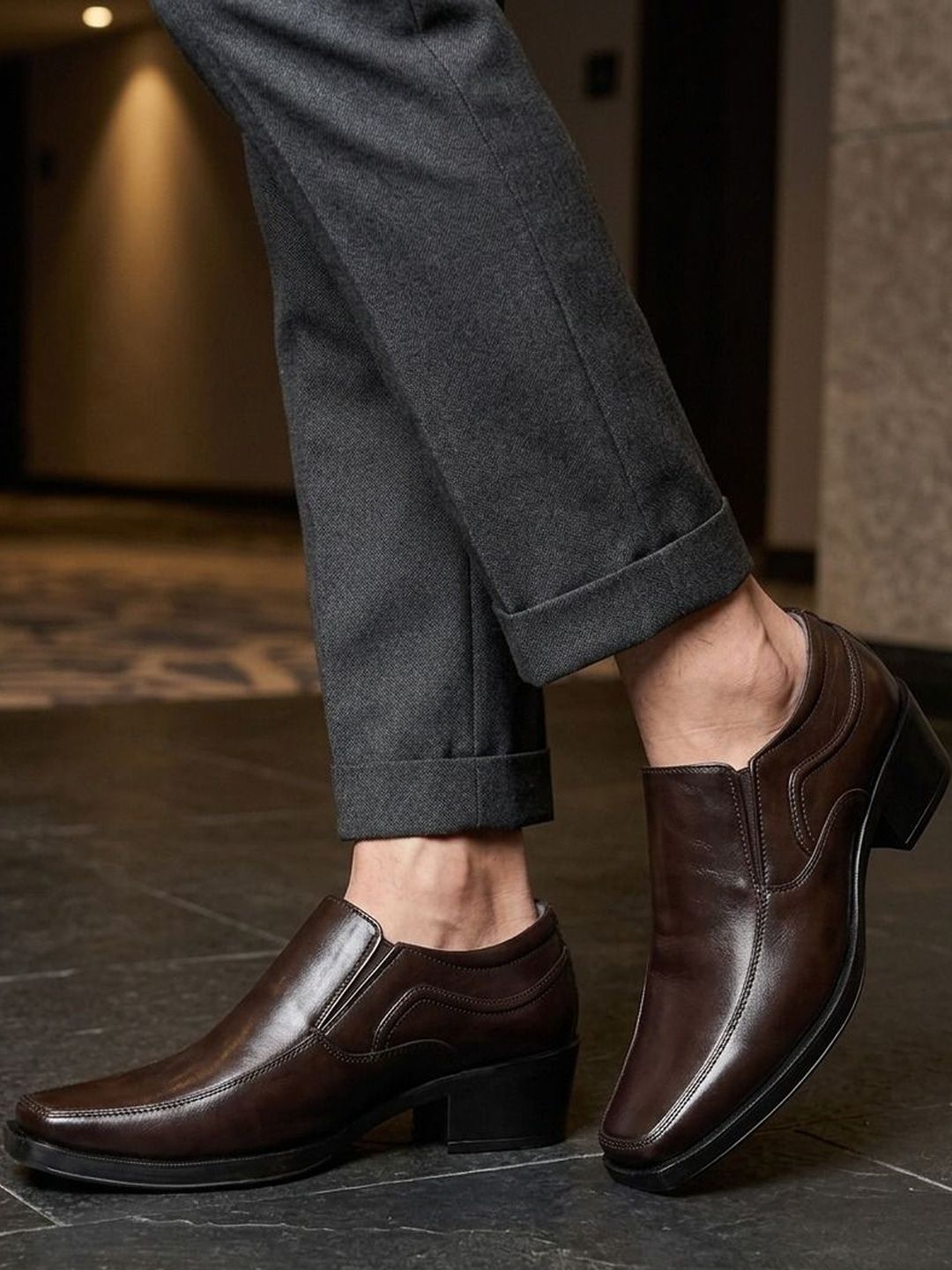 HERE&NOW HERE&NOW Men PU Square Toe  Formal  Formal Slip-On Shoes