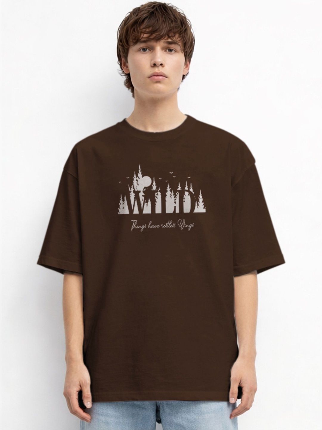 The Roadster Lifestyle Co. Typography Printed Organic Cotton Round Neck Oversized Tshirts