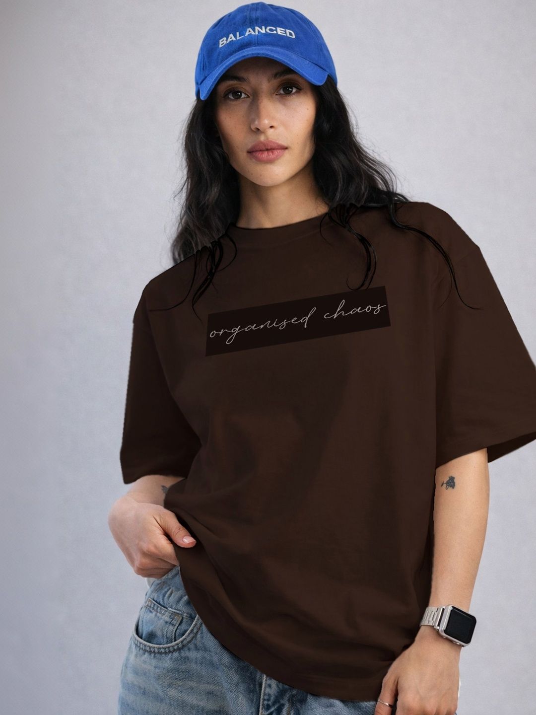 The Roadster Lifestyle Co Printed Round Neck Oversized Tshirts