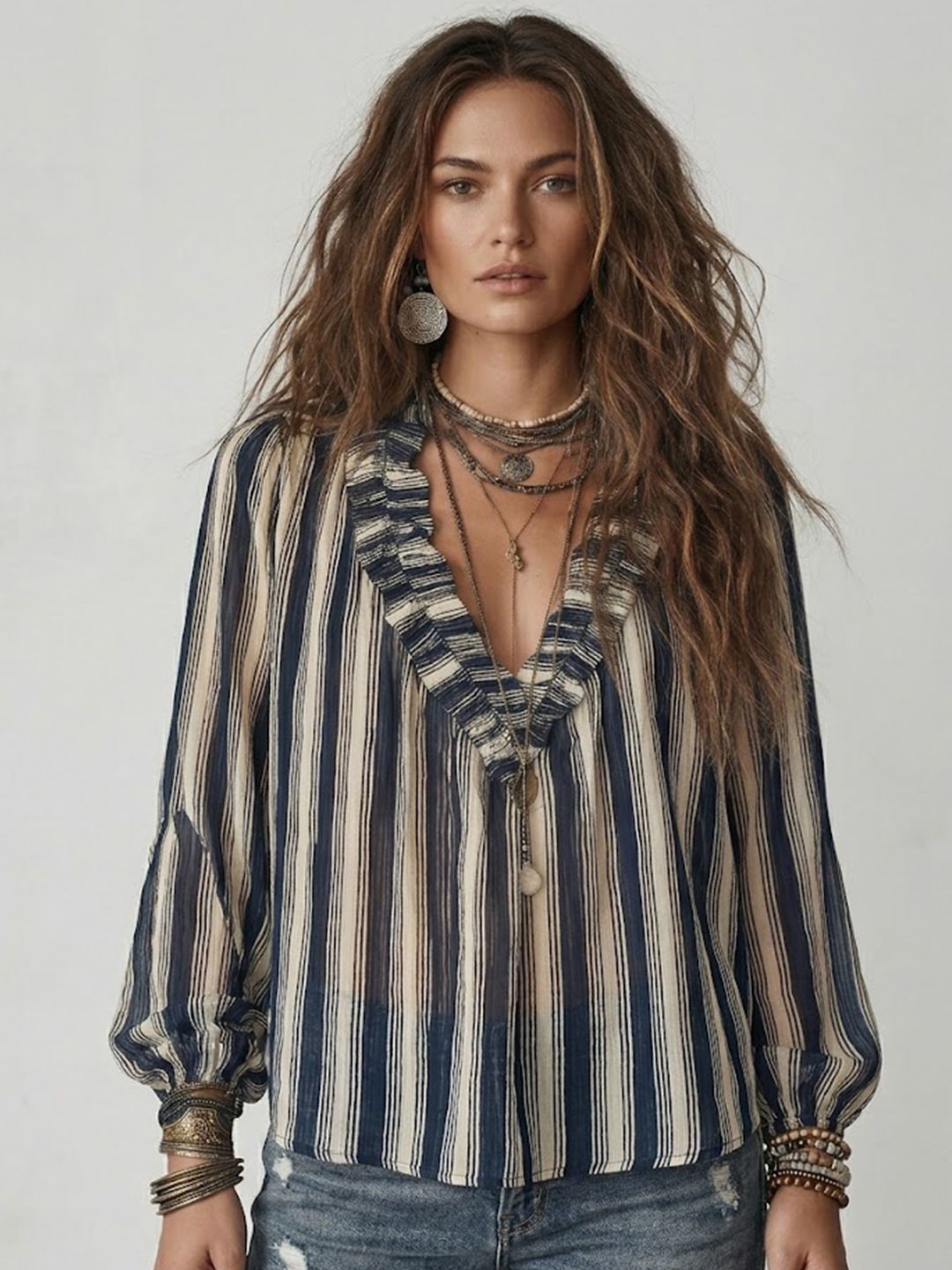 StyleCast x Revolte Striped Tie-Up Neck Top