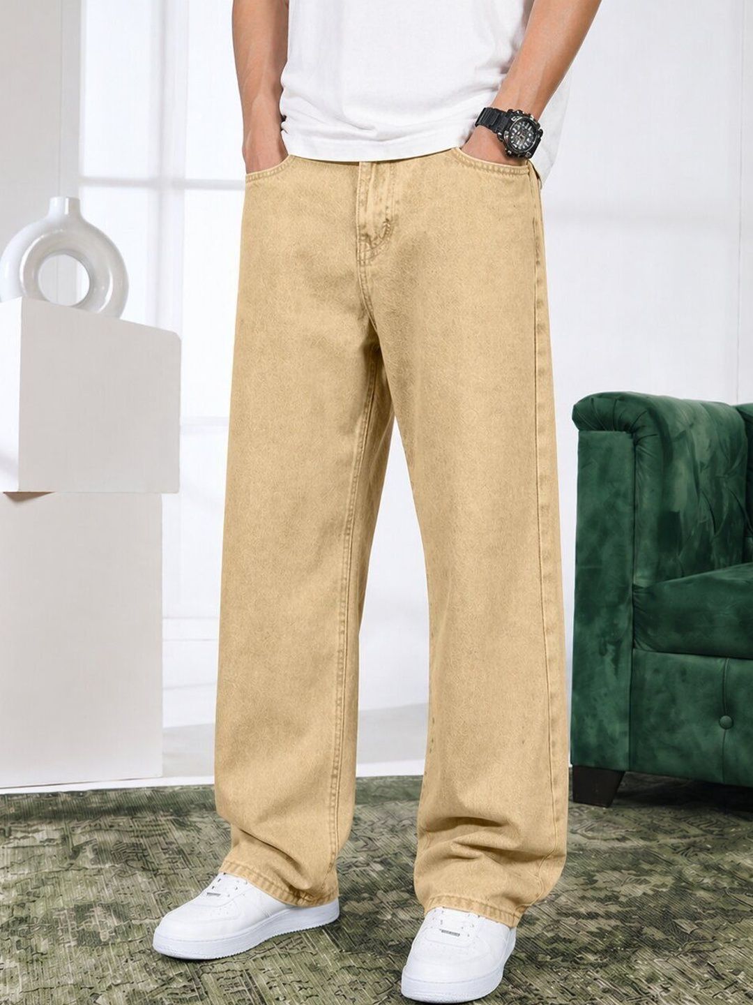 BESTLOO Men Relaxed Fit Mid-Rise Stretchable Jeans