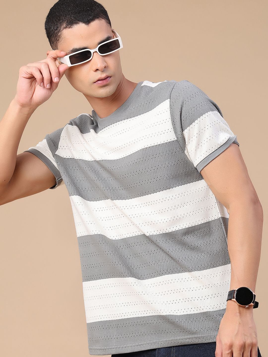 V-Mart Men Striped T-shirt