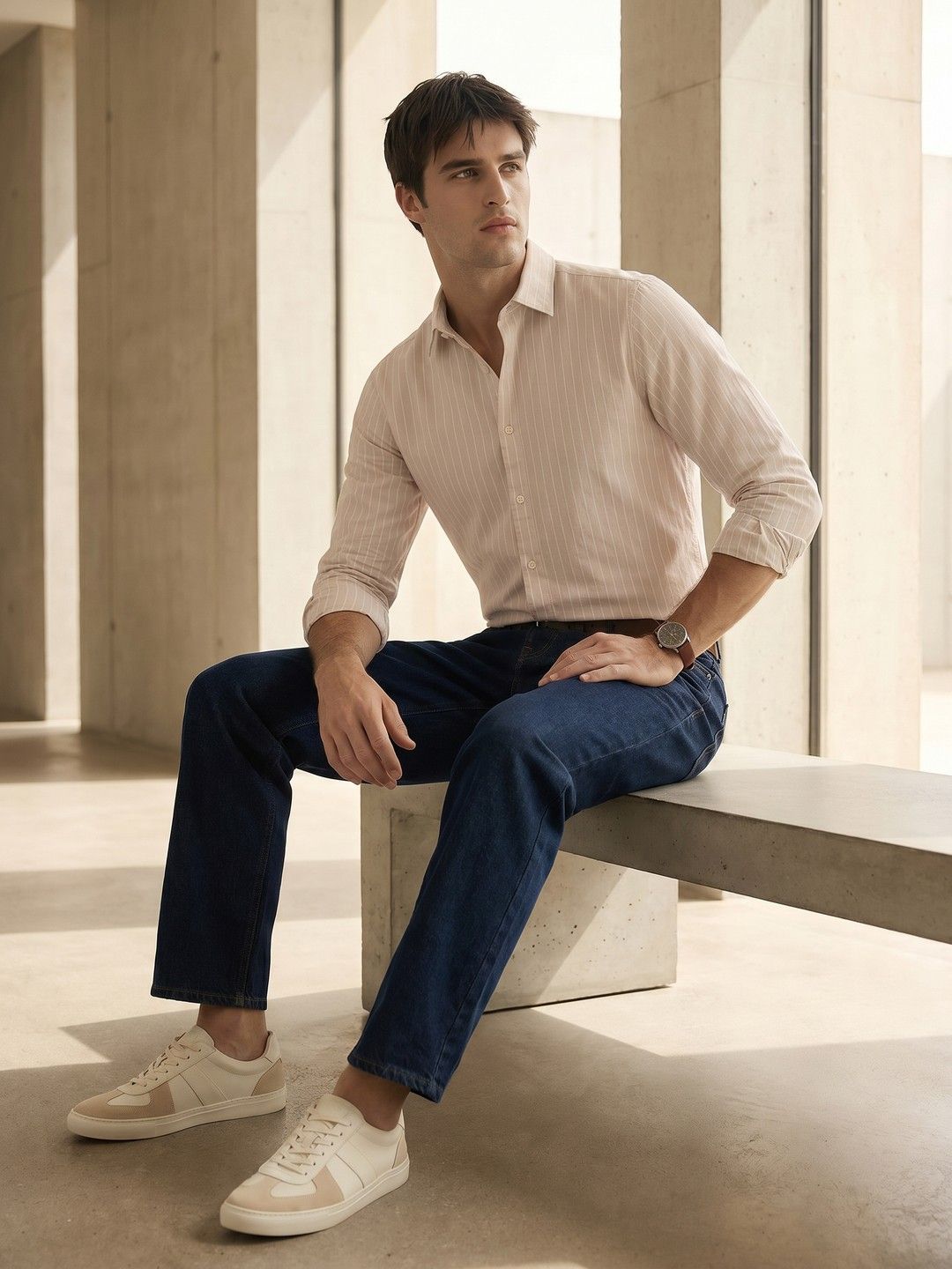 THE SHIRT CODE Striped Casual Shirt