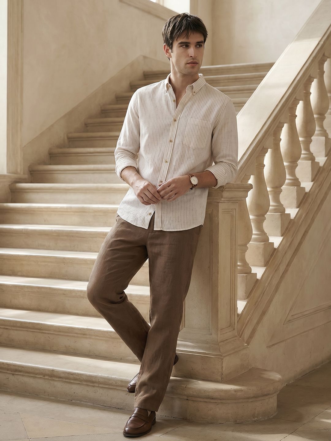 Striped Cotton Casual Shirt THE SHIRT CODE Vertical Striped Cotton Casual Shirt