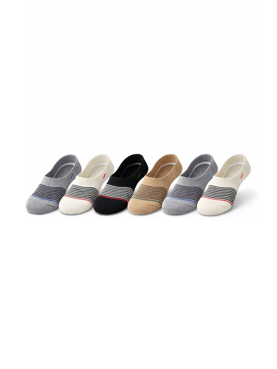 Blacktank Men Pack of 6 Cotton Striped Shoe Liners Socks