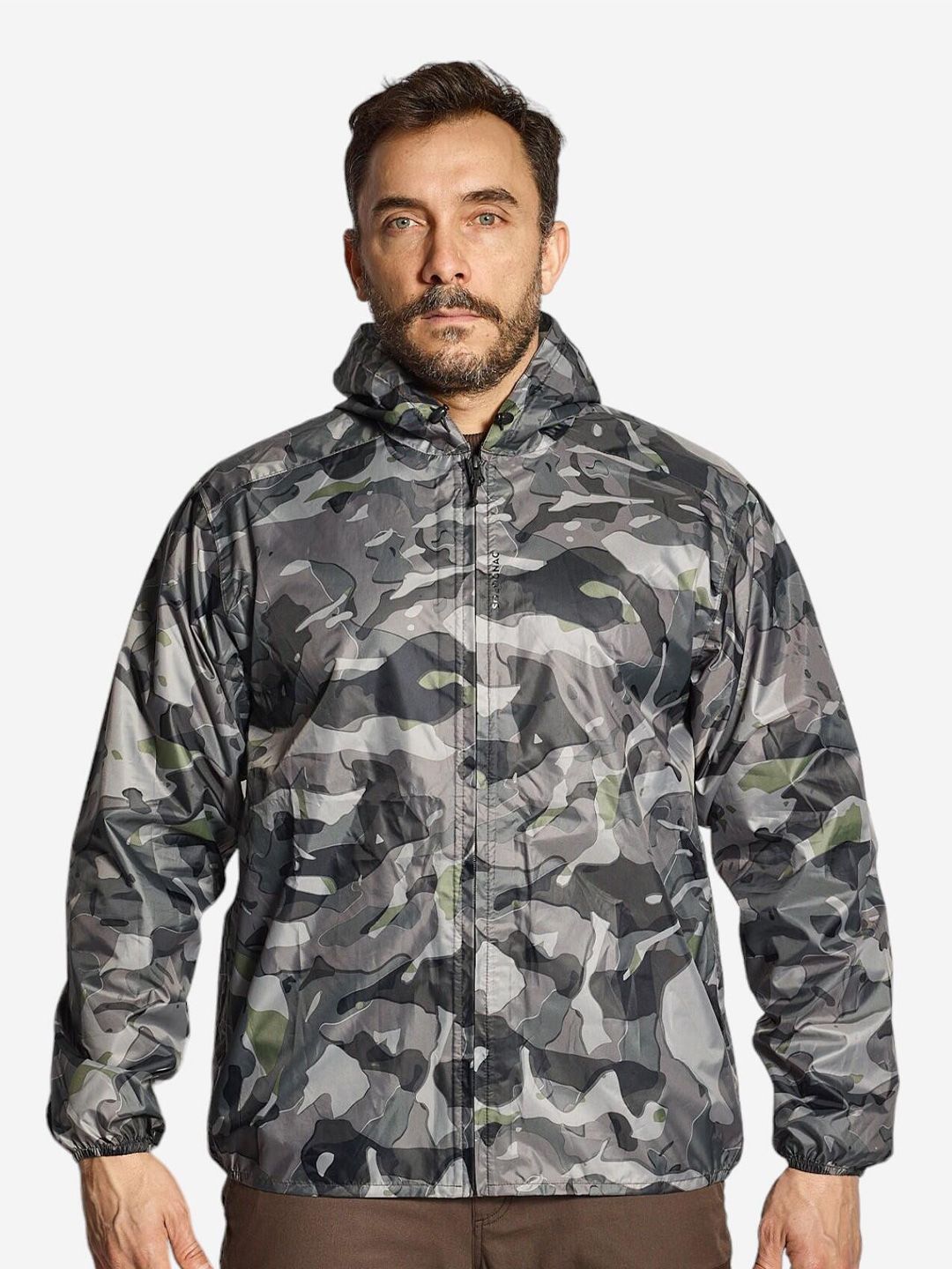 Decathlon Solognac - Men Grey Camo 100 Waterproof Hunting Jacket
