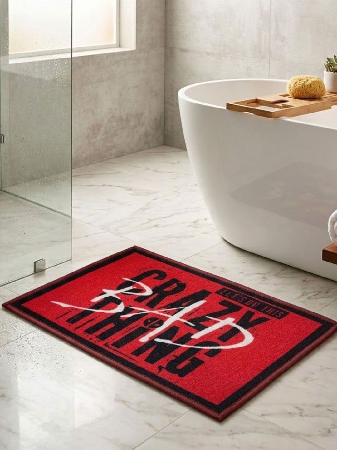 Athom Living Red Marvel Character Theme Kids Anti Slip Bathmat 57x37