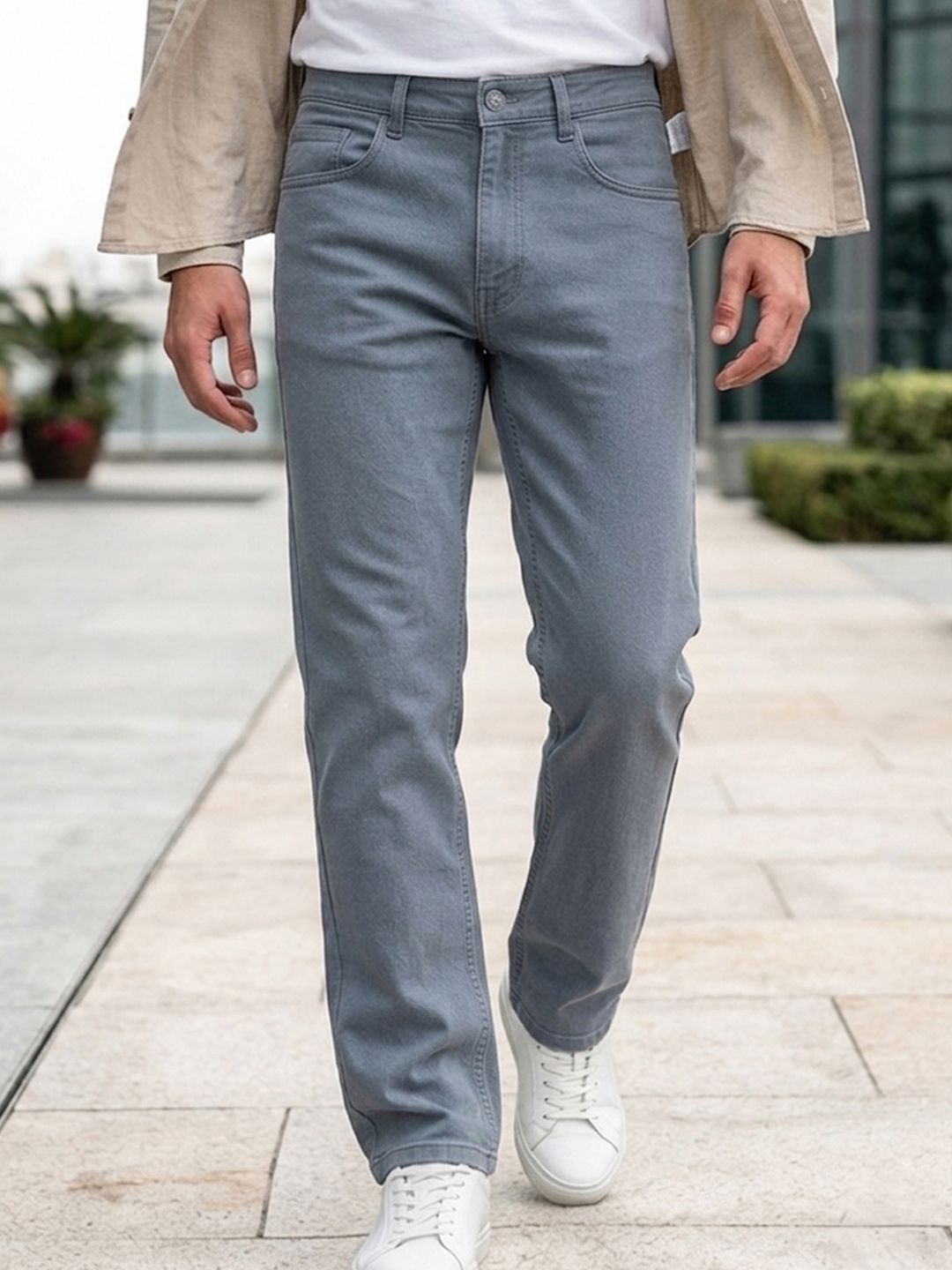 Urbano Fashion Men Grey Slim Fit Mid-Rise Clean Look Stretchable Jeans
