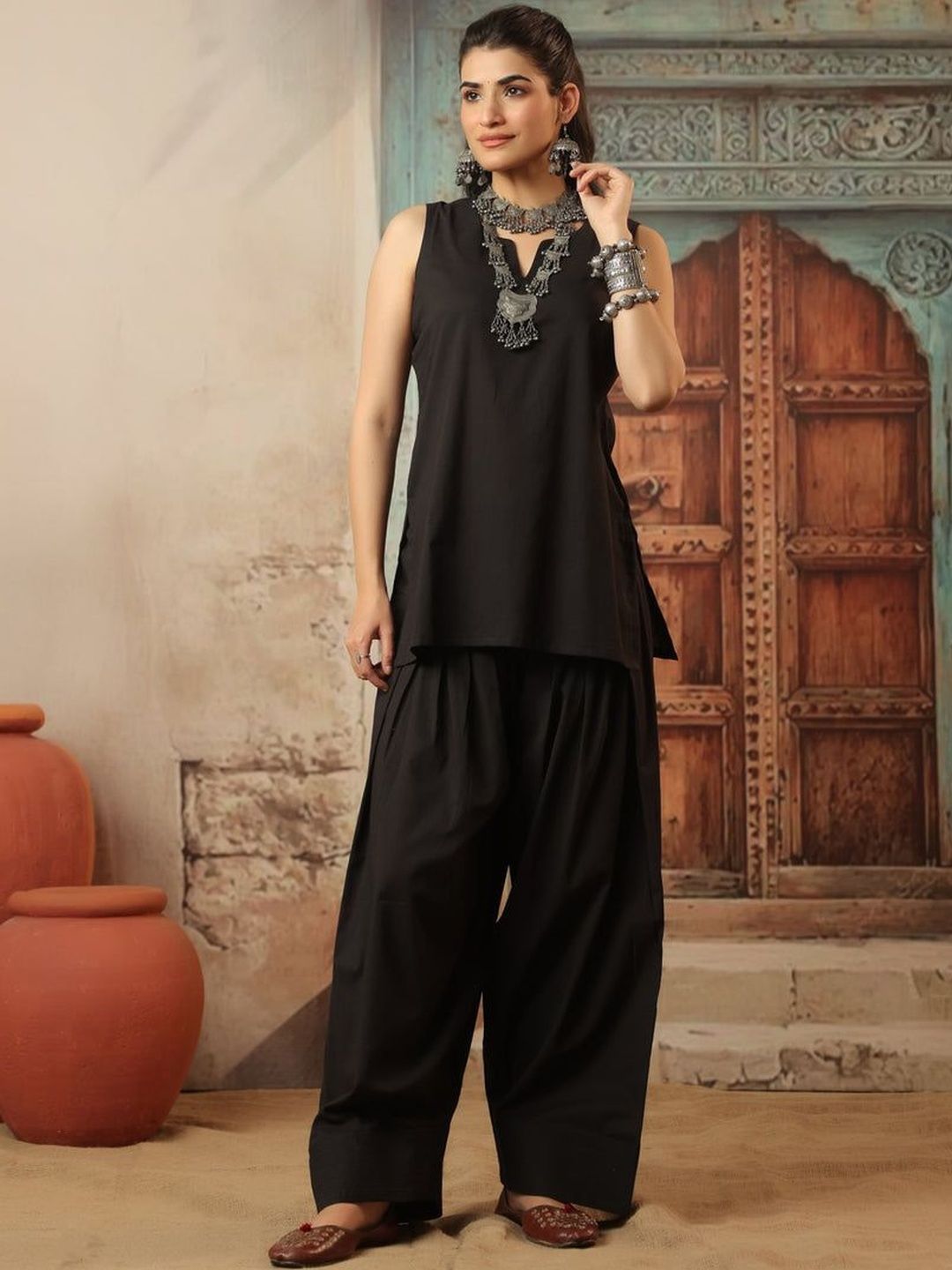 REAM Women Regular Pure Cotton Kurti with Patiala