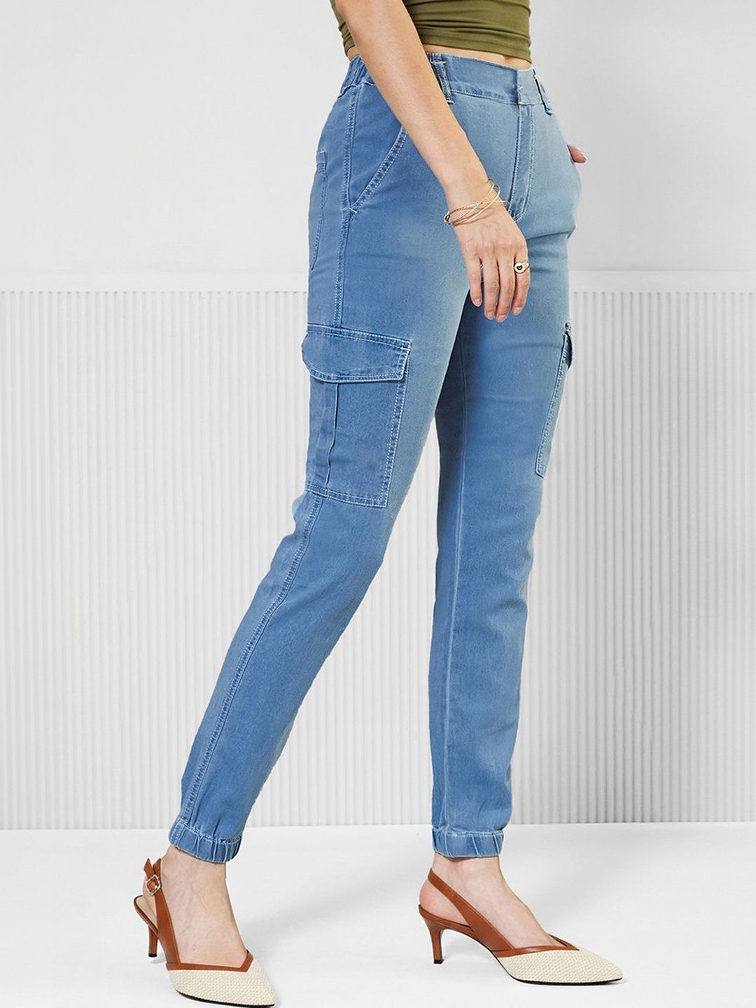 Mast & Harbour Women Regular Regular Stretchable Light Weight Denim Joggers