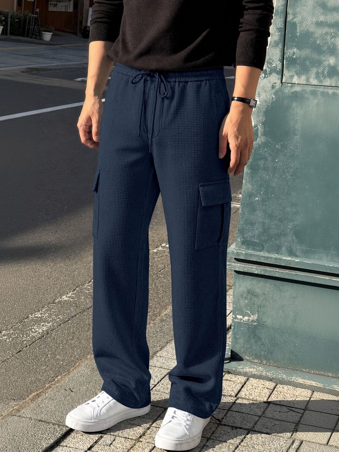 SZN Men Regular Fit Textured Cargos