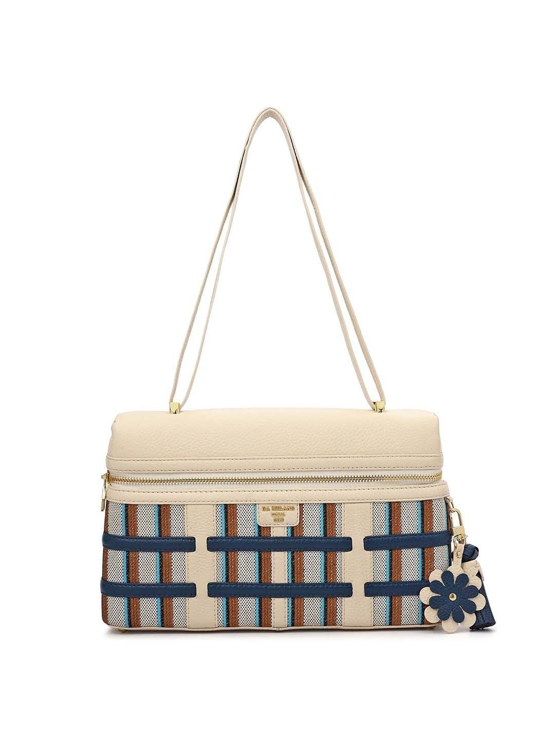 Da Milano Da Milano Colourblocked Leather Structured Handheld Bag with Applique