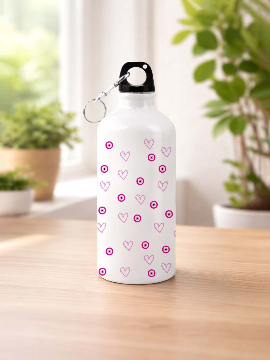 Giftii White & Pink Single Aluminium Other Water Bottle