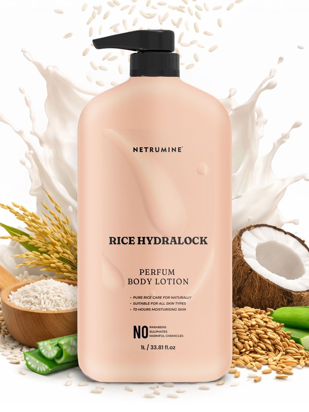 NETRUMINE NETRUMINE Rice Hydralock Perfume Body Lotion Smooth & Glowing Skin - 1L