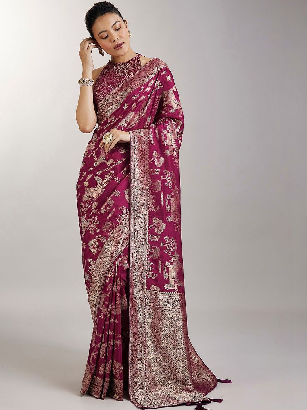 KALKI Fashion KALKI Fashion Ethnic Motifs Zari Silk Blend Handloom Saree