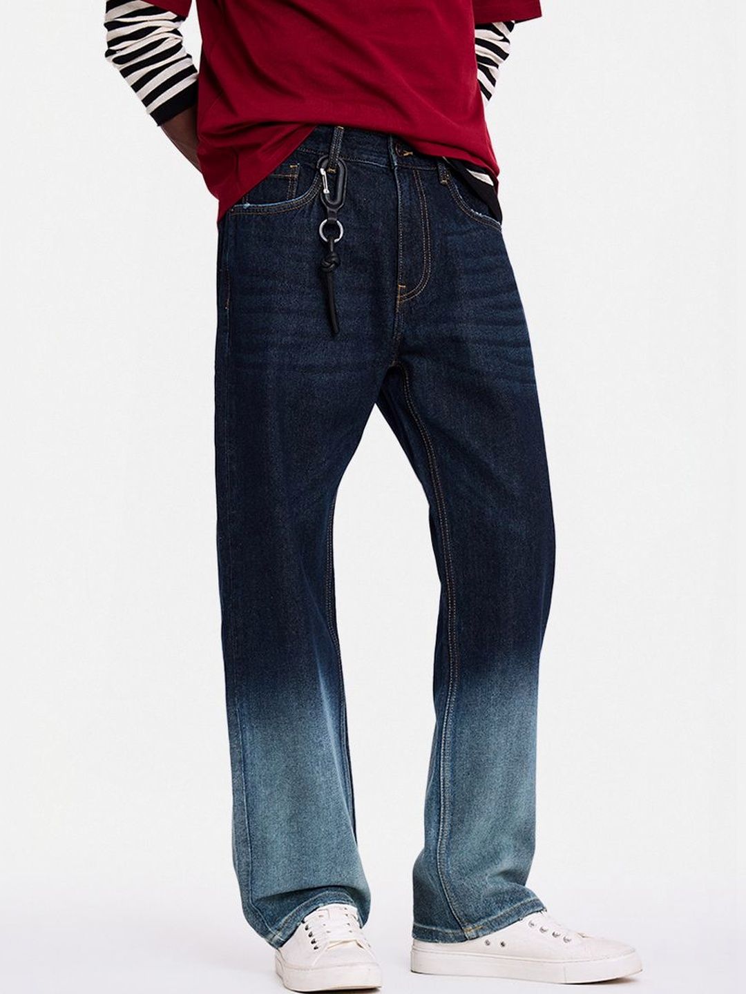 Snitch Dark Blue Mid-Rise Straight Fit Jeans