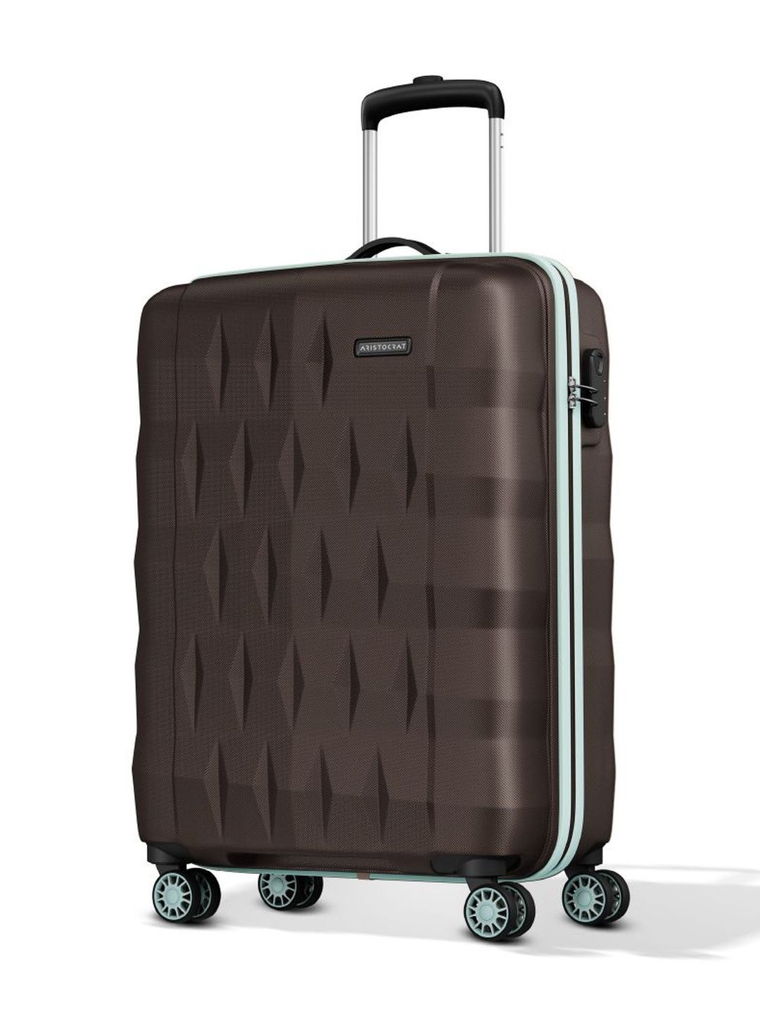 Aristocrat Unisex Comet Dark Brown Small Hard Luggage Cabin Trolley Bag with 8-Wheel