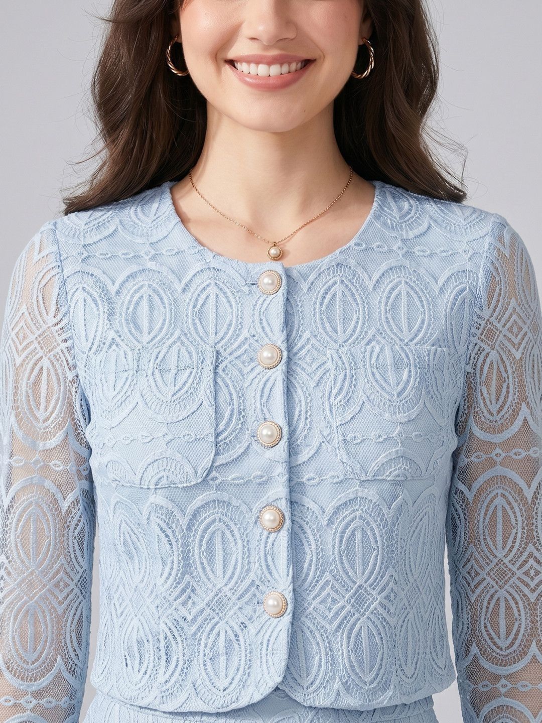 Buy Suo Lace Detail Embroidered Top with Skirt - Co-Ords for Women