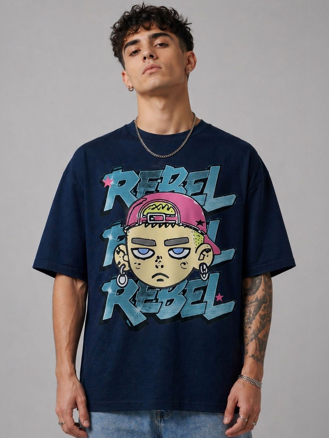CAPTCHA Men Printed Drop-Shoulder Sleeves T-shirt
